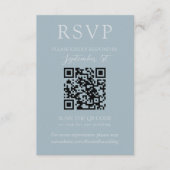 Elegante Kust Blauwe Script QR Bruiloft RSVP Kaartje (Voorkant)