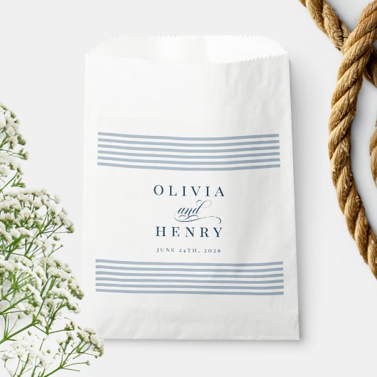 Elegante kust blauwe streep bruiloft bedankzakje