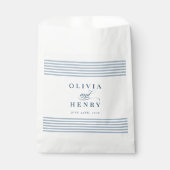 Elegante kust blauwe streep bruiloft bedankzakje (Voorkant)