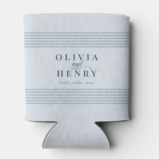 Elegante kust blauwe streep bruiloft blikjeskoeler (Achterkant)