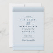 Elegante kust blauwe streep bruiloft kaart (Voorkant)