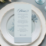 Elegante kust blauwe streep bruiloft menu<br><div class="desc">Maak uw bruiloft aan de kust compleet met onze Elegant Seaside Coastal Blue Stripe Wedding Menu. Met een bleke blauw achtergrond met klassieke medium blauw strepen en verfijnde marineblauwe typografie, is dit menu een mooie aanvulling op een nautisch of zee thema. Perfect in balans sophisticatie en charme, het toont uw...</div>