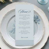 Elegante kust blauwe streep bruiloft menu