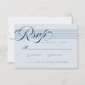 Elegante kust blauwe streep bruiloft RSVP kaartje (Voorkant)