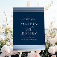 Elegante kust Blauwe Streep Trouwbord
