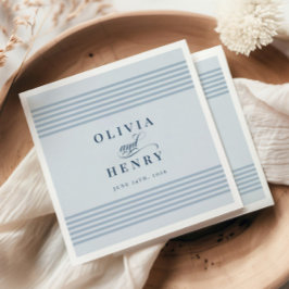 Elegante kust Blauwe Streep Trouwbord Servet