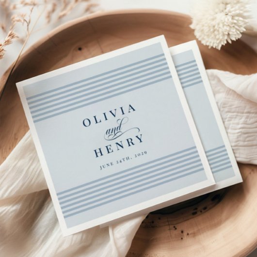 Elegante kust Blauwe Streep Trouwbord Servet