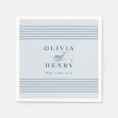 Elegante kust Blauwe Streep Trouwbord Servet (Voorkant)