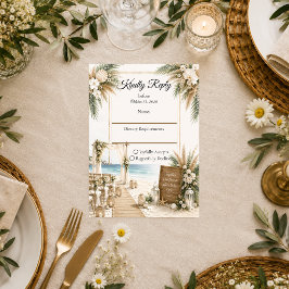 Elegante Kust Boho Romantische Trouwdag RSVP Kaartje