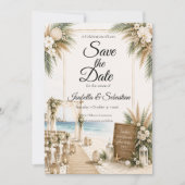 Elegante Kust Boho Romantische Trouwdag Save The Date (Voorkant)