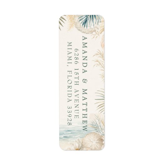 Elegante Kust Bruiloft Retouradres Etiket (Voorkant)