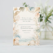 Elegante Kust Bruiloft RSVP Kaartje (Staand voorkant)