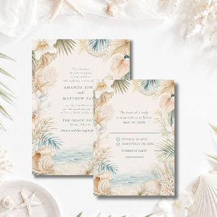 Elegante Kust Bruiloft RSVP Kaartje