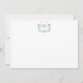 Elegante Kust Drie Letter Monogram briefpapier Bedankkaart (Voorkant)
