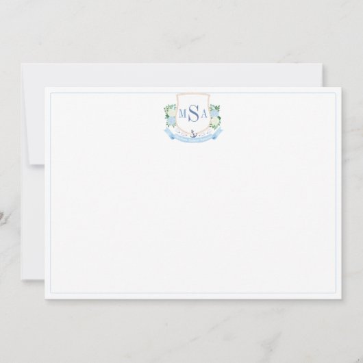 Elegante Kust Drie Letter Monogram briefpapier Bedankkaart (Voorkant)