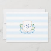 Elegante Kust Drie Letter Monogram briefpapier Bedankkaart (Achterkant)