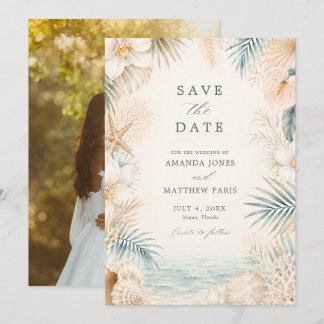 Elegante Kust Foto Strand Huwelijk Save The Date