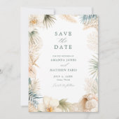 Elegante Kust Foto Strand Huwelijk Save The Date (Voorkant)