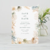Elegante Kust Foto Strand Huwelijk Save The Date (Staand voorkant)