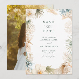 Elegante Kust Foto Strand Huwelijk Save The Date