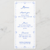 Elegante kust hand getrokken zeeschelp blauwe brui menu (Voorkant)