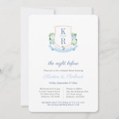 Elegante Kust Monogram Proefhuwelijksdiner Kaart (Voorkant)