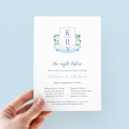 Elegante Kust Monogram Proefhuwelijksdiner Kaart