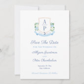 Elegante Kust Monogram Trouwkam Save The Date (Voorkant)