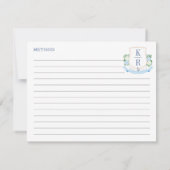 Elegante Kust Monogram Vrijgezellenfeest Recept Ka Kaart (Achterkant)