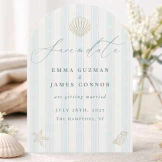 Elegante Kust Schelp Trouw Save the Date Kaart