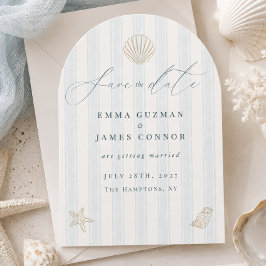Elegante Kust Schelp Trouw Save the Date Kaart