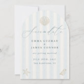 Elegante Kust Schelp Trouw Save the Date Kaart (Voorkant)