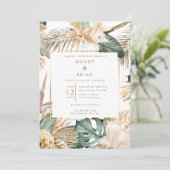 Elegante kust strand bestemming bruiloft kaart (Staand voorkant)