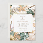 Elegante kust strand bestemming bruiloft kaart (Voorkant / Achterkant)