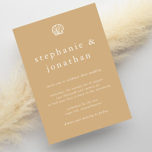 Elegante Kust Strand Sandy Beige Minimal Wedding Kaart