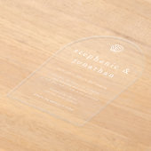 Elegante Kust Strand Stoffig Blauw Minimal Wedding Acryl Uitnodigingen (Laagn)