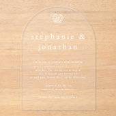 Elegante Kust Strand Stoffig Blauw Minimal Wedding Acryl Uitnodigingen (Voorkant)