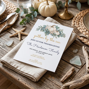 Elegante Kust Thanksgiving Foto Uitnodiging