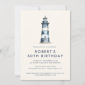 Elegante Kust Vuurtoren Volwassen Verjaardagsfeest Kaart (Voorkant)