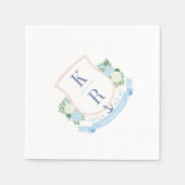Elegante Kust Waterverf Monogram Bruiloftsfeest Servet (Voorkant)