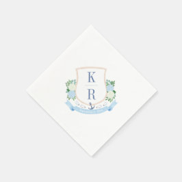 Elegante Kust Waterverf Monogram Bruiloftsfeest Servet