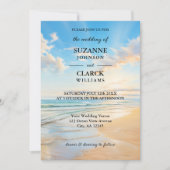 Elegante kust Waterverf strand bruiloft Kaart (Voorkant)