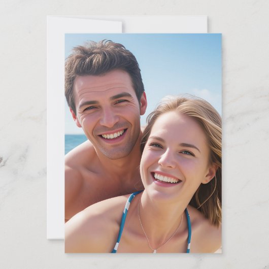 Elegante kust Waterverf strand bruiloft Kaart (Achterkant)