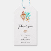 Elegante Kust Zeeschelp Bedankt Bruiloft Cadeaulabel (Voorkant)