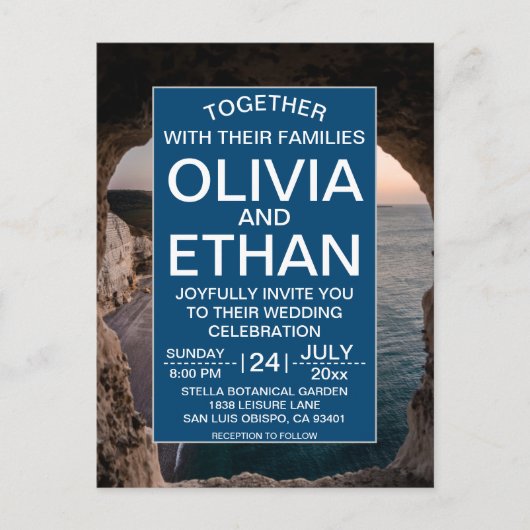 Elegante kust zomer strand bruiloft briefkaart (Voorkant)