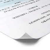 Elegante Kustbruiloft | Blauwe Aquarel Dranken Poster (Hoek)