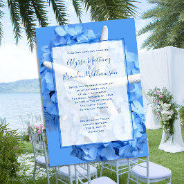 Elegante Kustbruiloft Blauwe Bloemen Zeester Kaart