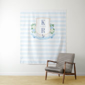 Elegante Kustbruiloft Crest Foto Achtergrond Wandkleed (In situ)