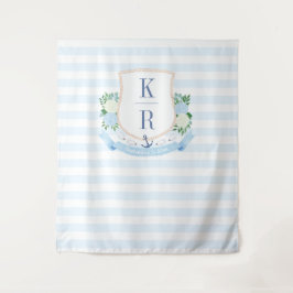 Elegante Kustbruiloft Crest Foto Achtergrond Wandkleed