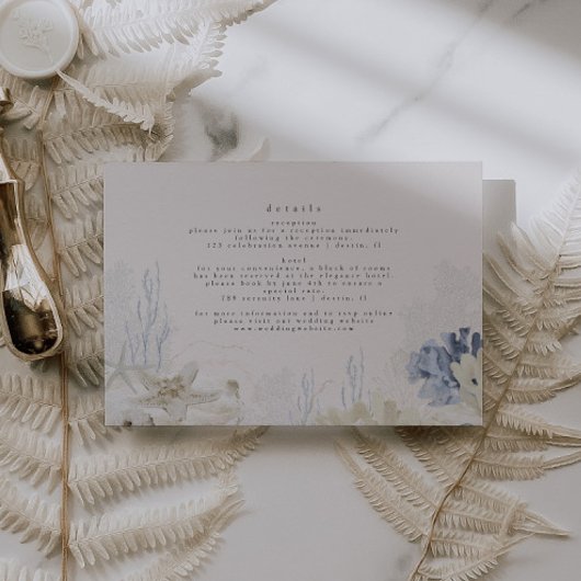 Elegante Kustbruiloft Dusty Blue Informatiekaartje